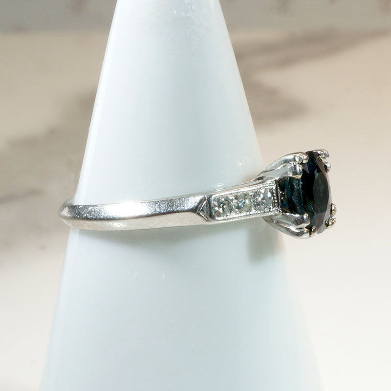 Sapphire Engagement Ring with Crisp Platinum Details