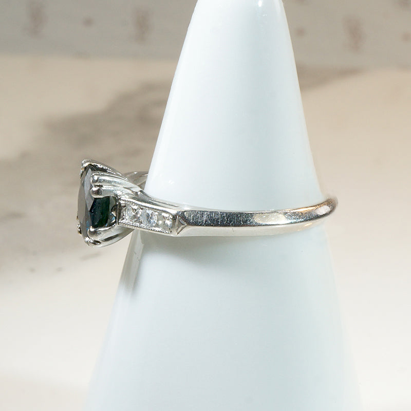 Sapphire Engagement Ring with Crisp Platinum Details