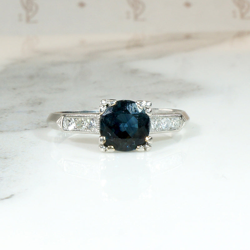 Sapphire Engagement Ring with Crisp Platinum Details