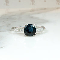 Sapphire Engagement Ring with Crisp Platinum Details