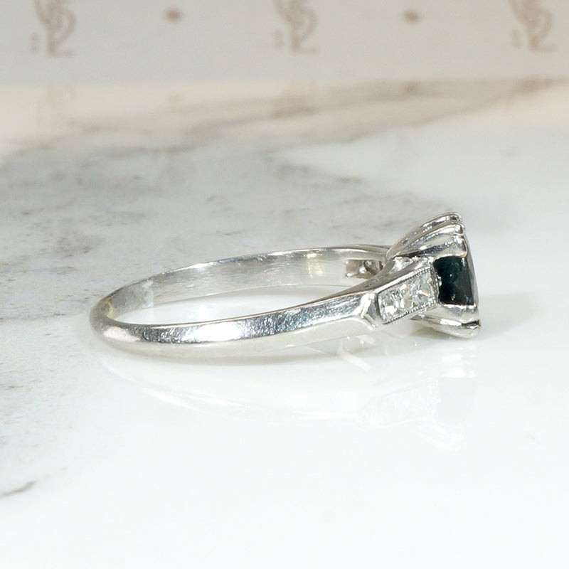 Sapphire Engagement Ring with Crisp Platinum Details