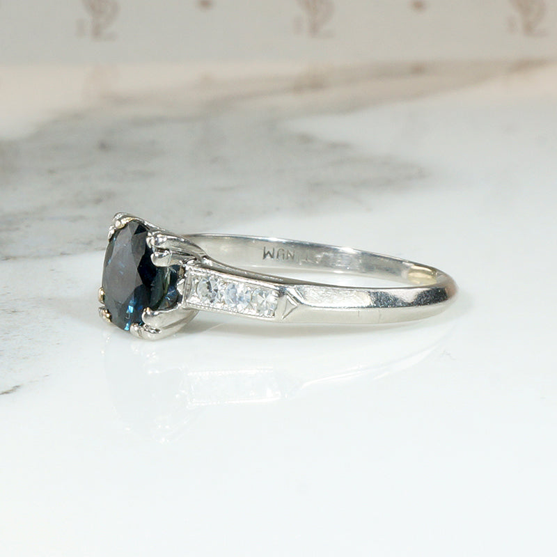 Sapphire Engagement Ring with Crisp Platinum Details