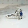 Smart Sapphire & Old Mine Cut Diamond Target Ring