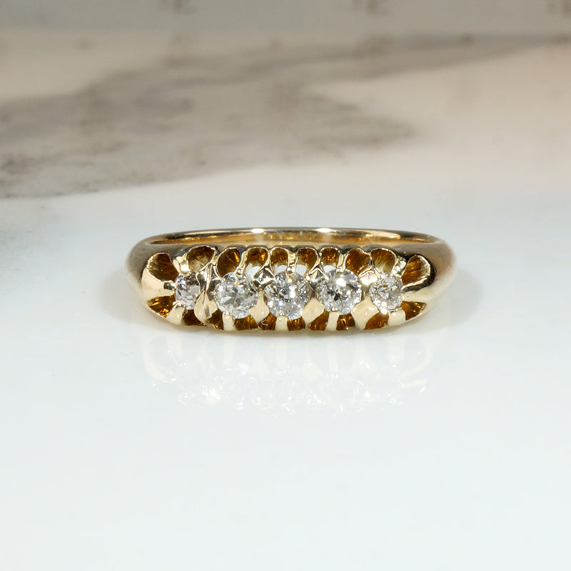 Victorian 12k Gold & Old Mine Cut Diamond Belcher Band