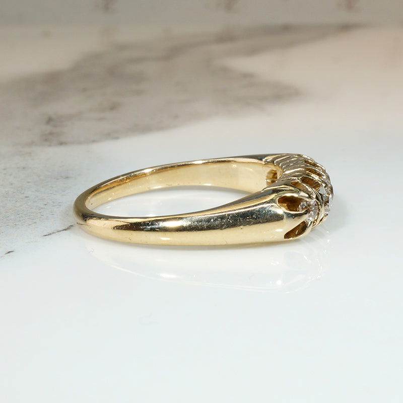 Victorian 12k Gold & Old Mine Cut Diamond Belcher Band