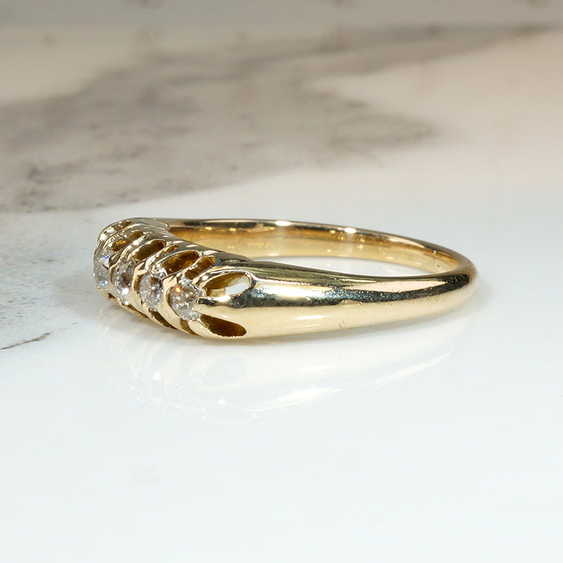 Victorian 12k Gold & Old Mine Cut Diamond Belcher Band