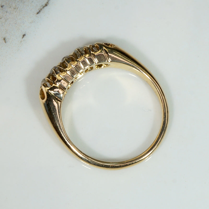 Victorian 12k Gold & Old Mine Cut Diamond Belcher Band