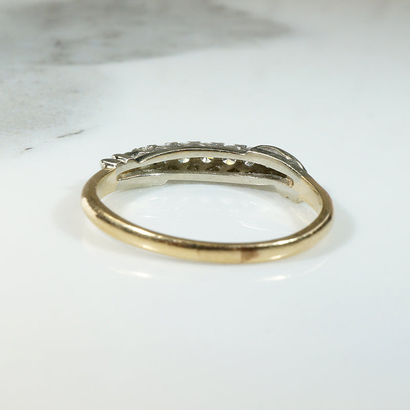 Jaunty Seven Diamond Two-Tone Gold Band