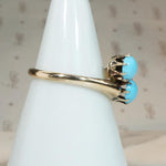 Turquoise-Colored Glass in 9k Gold Toi et Moi Ring