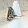 Chinese Carved Bone & Silver Filigree Ring