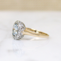 Ethereal Aquamarine Diamond & Flower Halo Ring