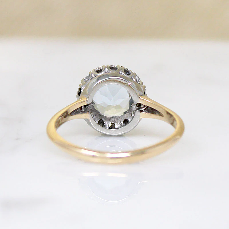 Ethereal Aquamarine Diamond & Flower Halo Ring
