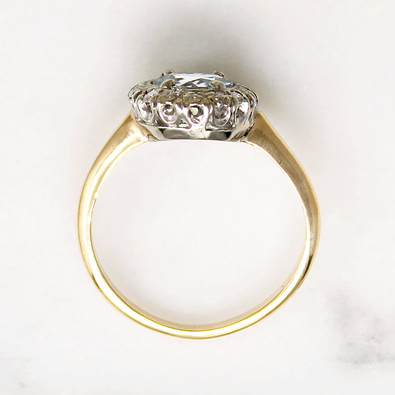 Ethereal Aquamarine Diamond & Flower Halo Ring