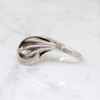 Mysterious Modernist Sterling Silver Swoop Ring