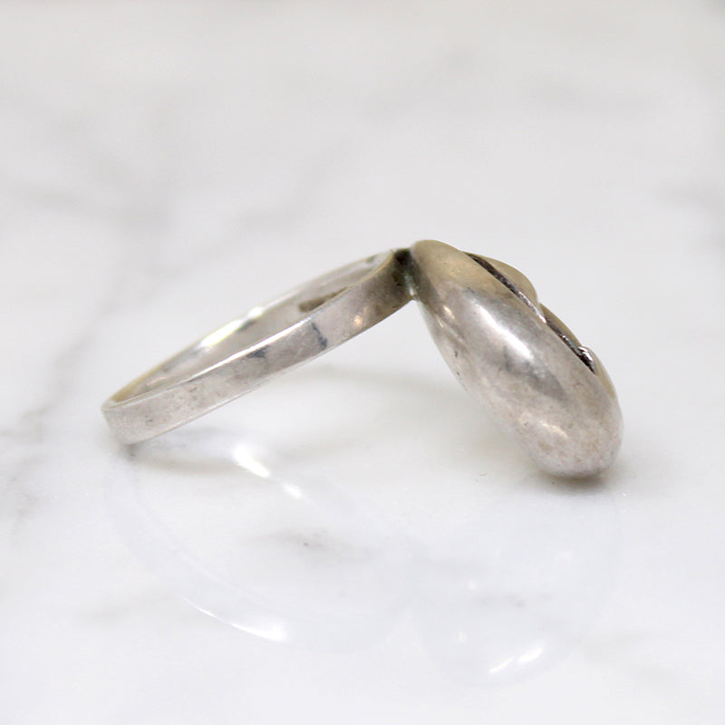 Mysterious Modernist Sterling Silver Swoop Ring