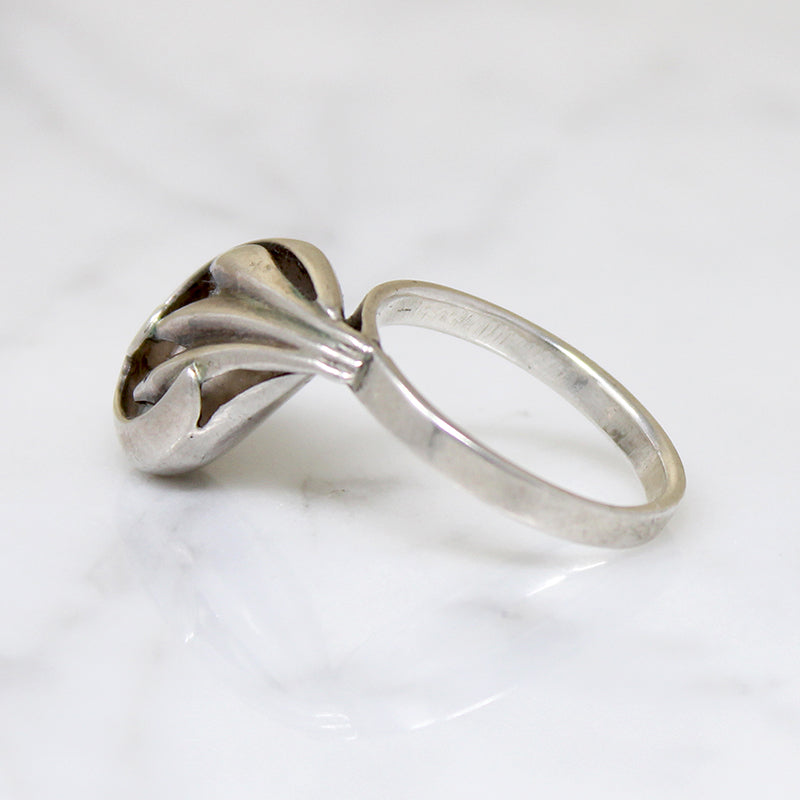 Mysterious Modernist Sterling Silver Swoop Ring