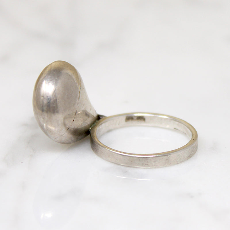 Mysterious Modernist Sterling Silver Swoop Ring