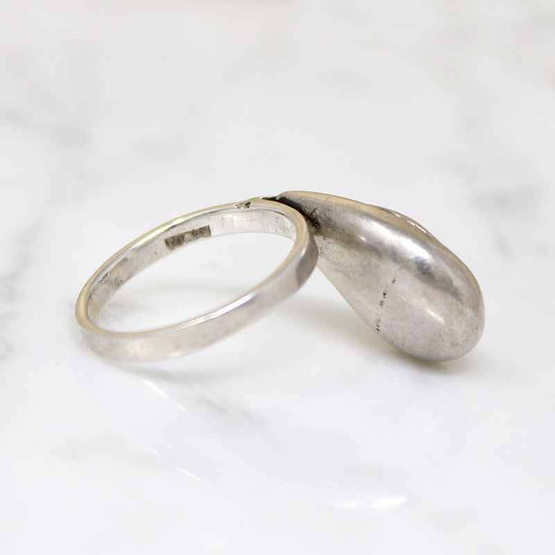 Mysterious Modernist Sterling Silver Swoop Ring