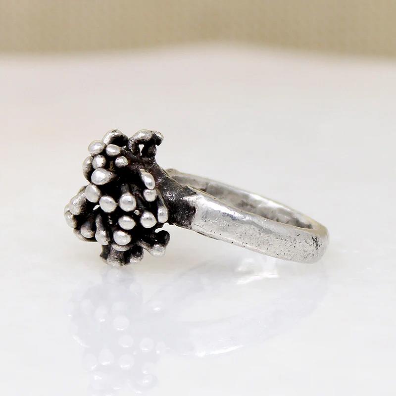Modernist Sea Anemone Sterling Silver Ring