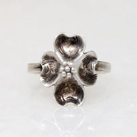 NYE Sterling Silver Dogwood Flower Ring