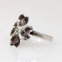 NYE Sterling Silver Dogwood Flower Ring