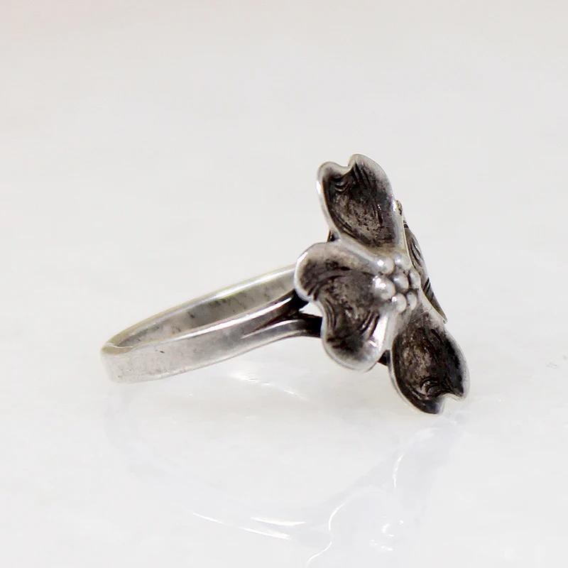 NYE Sterling Silver Dogwood Flower Ring