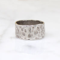 Wide Hammered Sterling Silver Band