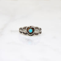 Miniature Heart Motif Sterling & Turquoise Ring