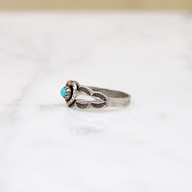 Miniature Heart Motif Sterling & Turquoise Ring