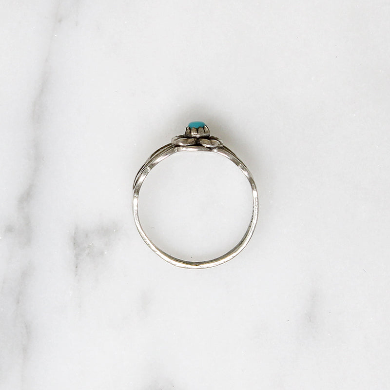Miniature Heart Motif Sterling & Turquoise Ring