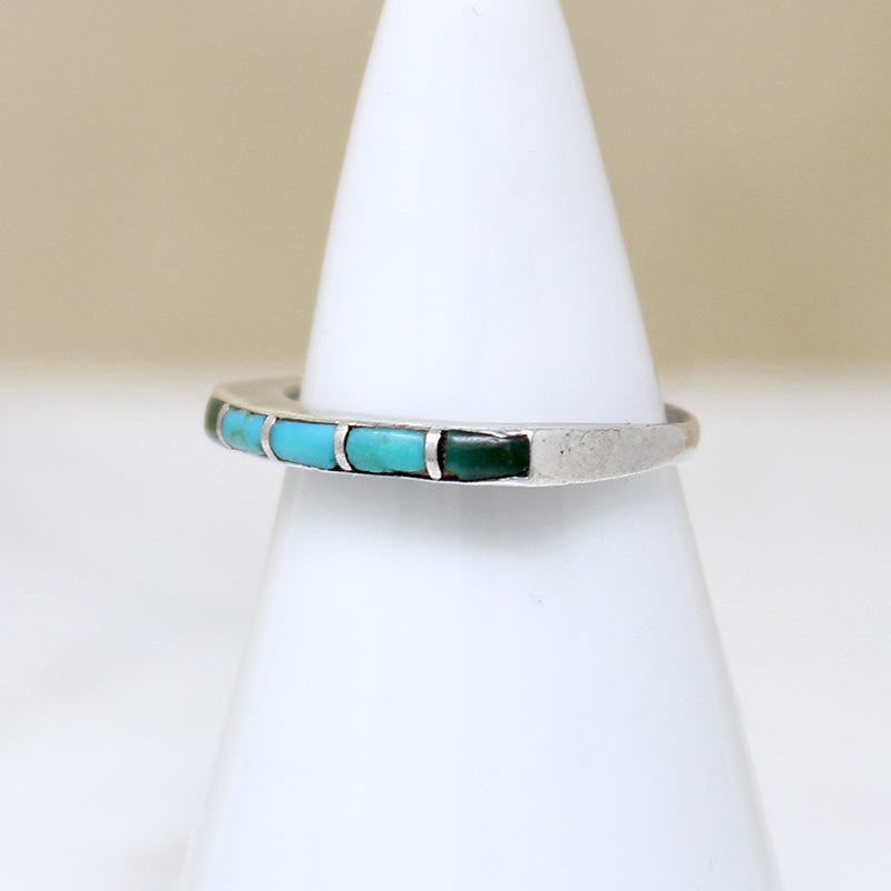Slim Sterling Band with Malachite & Turquoise Inlay