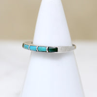 Slim Sterling Band with Malachite & Turquoise Inlay
