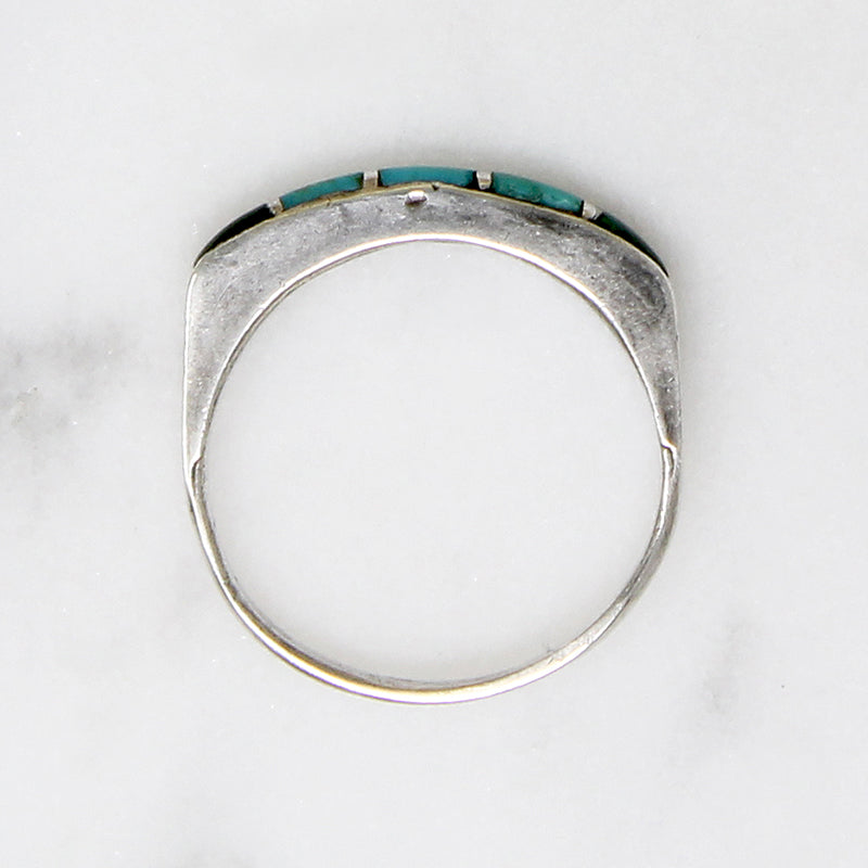 Slim Sterling Band with Malachite & Turquoise Inlay