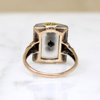 Camphor Glass Ring in Green, Rose & White Gold
