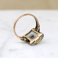 Camphor Glass Ring in Green, Rose & White Gold