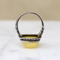 Yellow "Sand Dollar" Art Glass & Sterling Ring