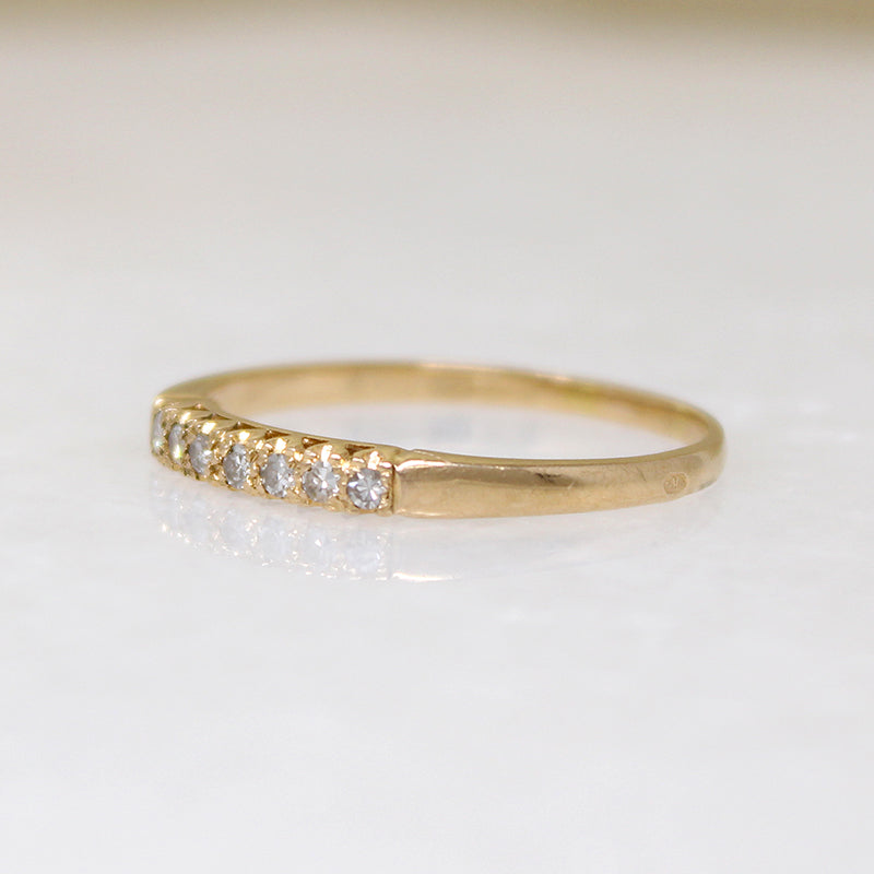 Slender Seven Diamond Band in Yellow Gold