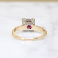 Rhodolite Garnet Solitaire Ring in Two-Tone Gold