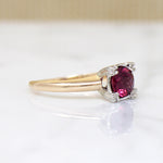 Rhodolite Garnet Solitaire Ring in Two-Tone Gold