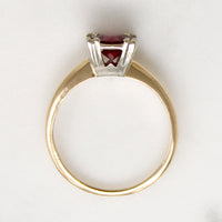 Rhodolite Garnet Solitaire Ring in Two-Tone Gold
