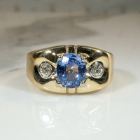 Daring Art Moderne Sapphire & Diamond Ring with Pizzazz