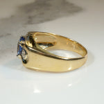 Daring Art Moderne Sapphire & Diamond Ring with Pizzazz