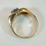 Daring Art Moderne Sapphire & Diamond Ring with Pizzazz