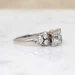 Romantic White Gold Engagement Ring with Old Mine Cut Diamond