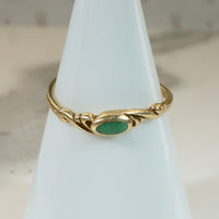 Dainty Softly Scrolled Gold & Jade Ring