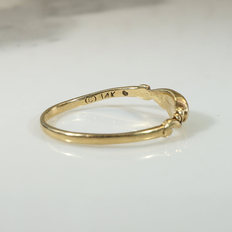 Dainty Softly Scrolled Gold & Jade Ring
