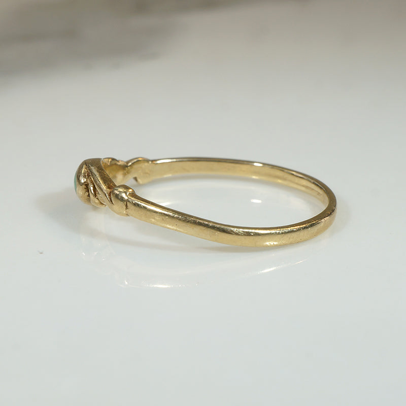 Dainty Softly Scrolled Gold & Jade Ring