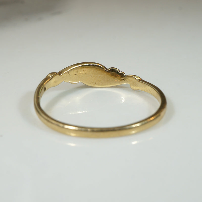 Dainty Softly Scrolled Gold & Jade Ring