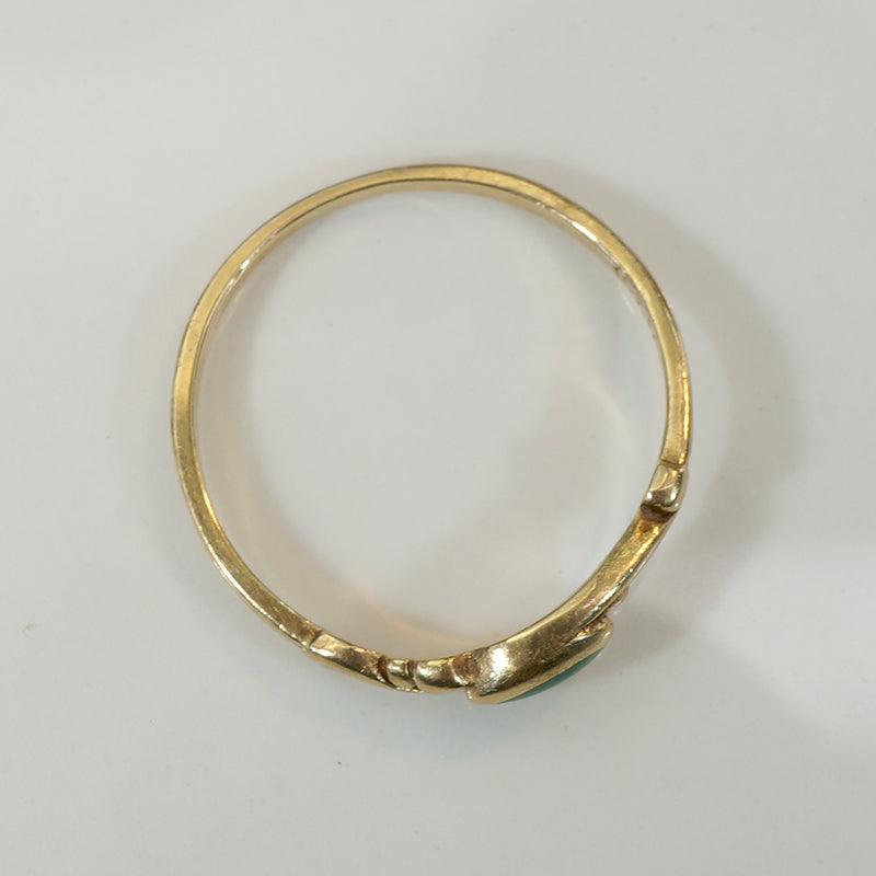 Dainty Softly Scrolled Gold & Jade Ring