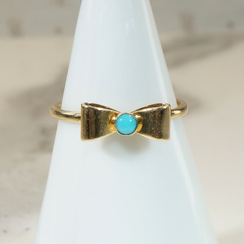 Smart Little Gold & Turquoise Bow Ring